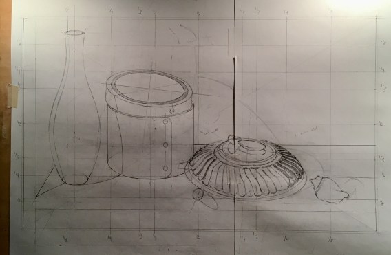 Orange Box & Silver Bowl- drawing