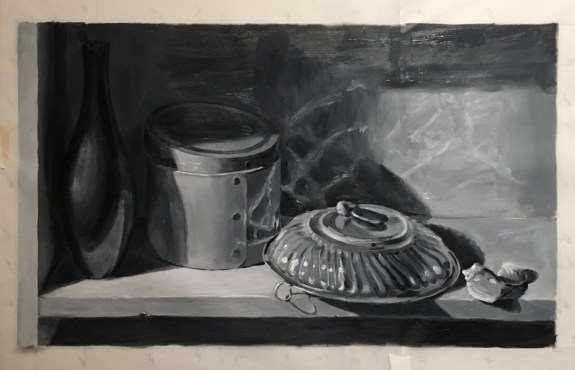 Orange Box &amp; Silver Bowl b&amp;w #2